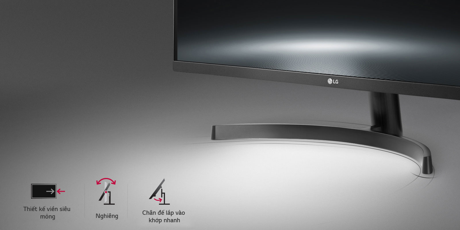 LG 27QN600-B Chân đế Edge-Arcline