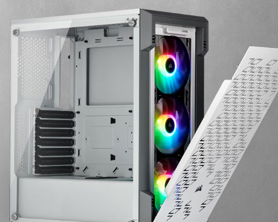 Case PC Corsair iCUE 220T RGB Airflow Tempered Glass Mid-Tower Smart Case — White