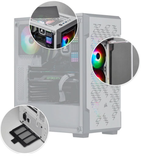 Case PC Corsair iCUE 220T RGB Airflow Tempered Glass Mid-Tower Smart Case — White