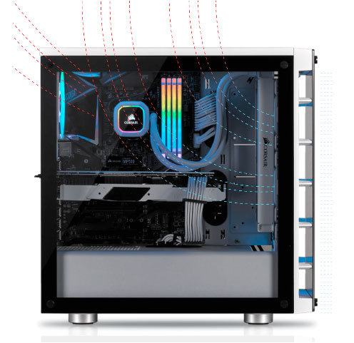 Case PC Corsair iCUE 465X RGB Mid-Tower ATX Smart Case — White