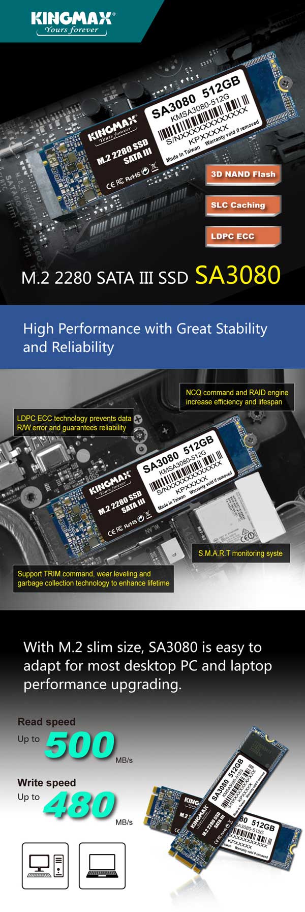 SSD KingMax SA3080 256GB M.2 2280